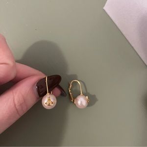 Vivienne Westwood hoop pearl earrings with orb